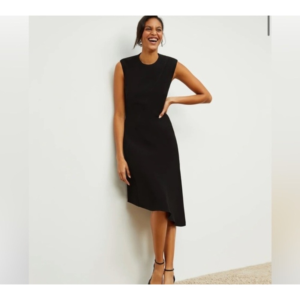 M.M.LaFleur Lara Dress Black Asymmetrical Handkerchief Hem Sleeveless Size NWT 4